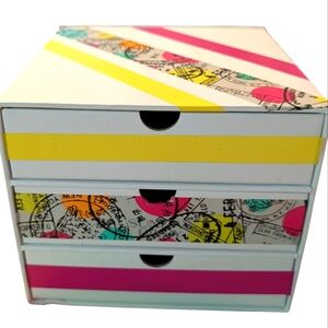Vintage Travel Theme Cardboard Storage Container Box Craft Jewelry Office Supply